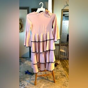 Pink black ruffle dress